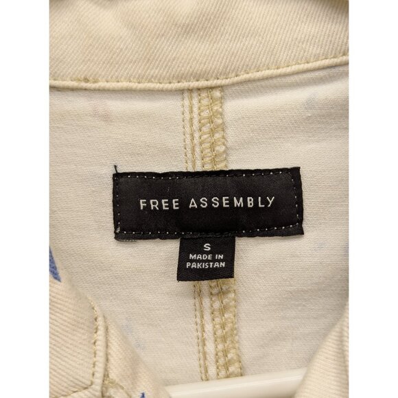 Free Assembly Denim Chore Jacket Womens S Floral Cottagecore Gardencore Ivory - Picture 10 of 12